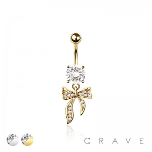 316L SURGICAL STEEL MULTI CZ RIBBON FLARE BELLY BUTTON NAVEL RING 